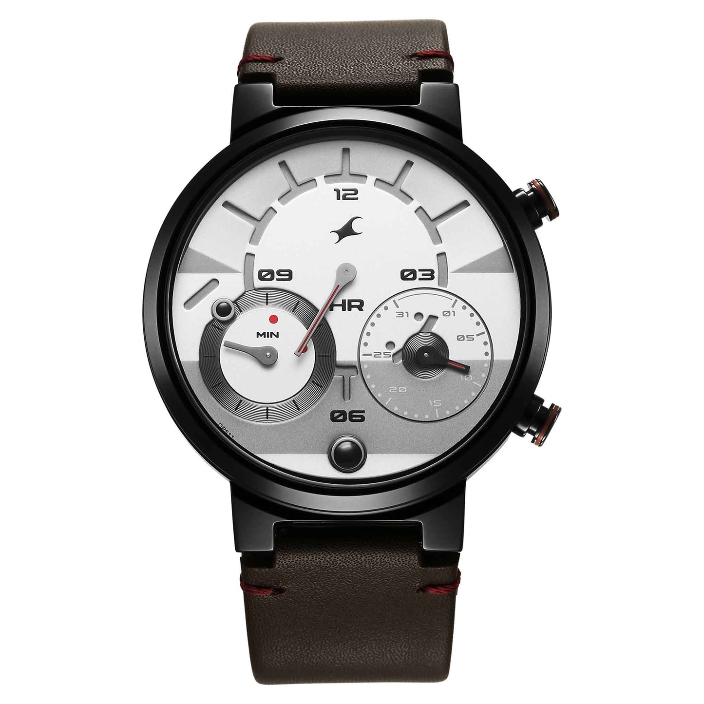 Fastrack White Dial Brown Leather Strap Analog Micromotor Watch for Men