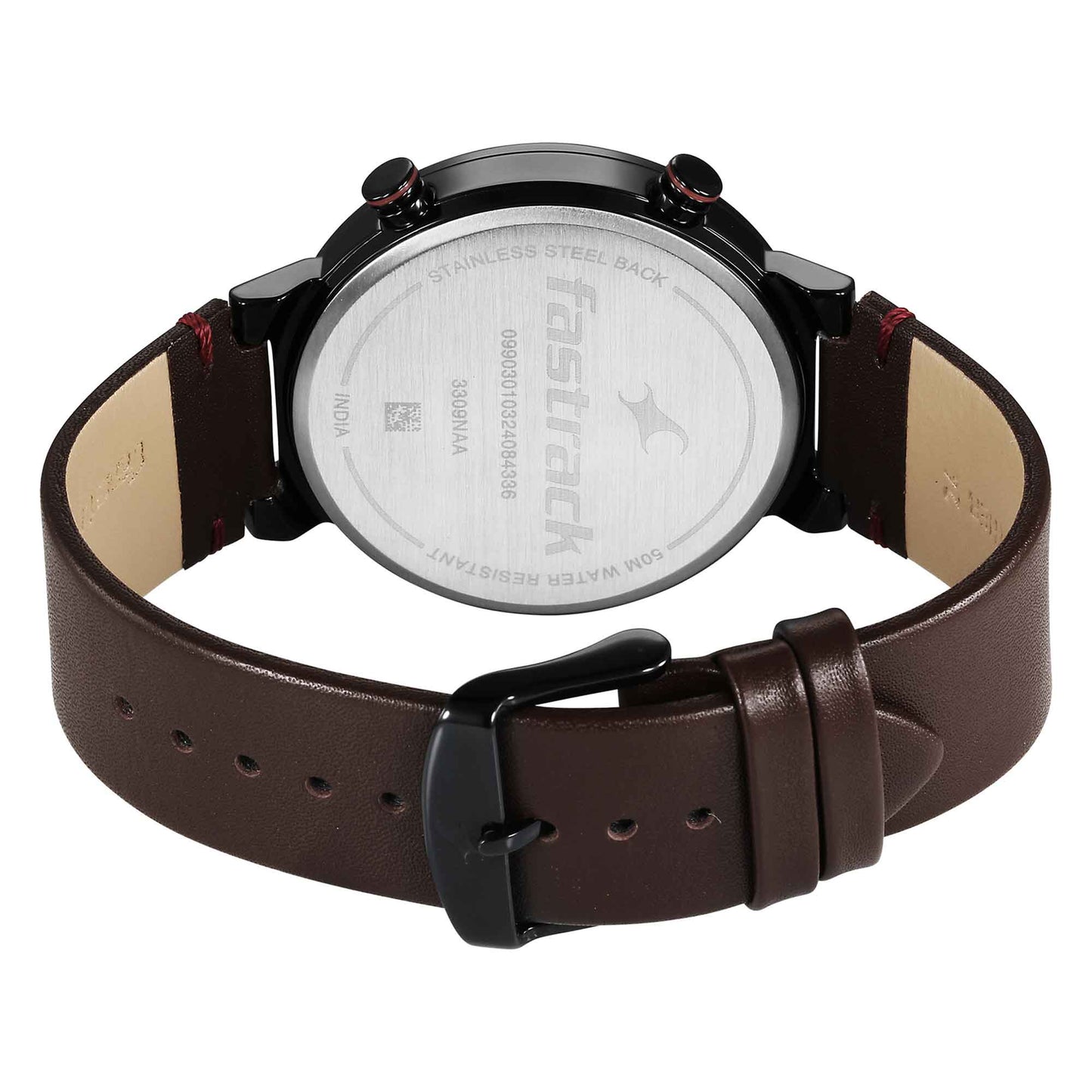 Fastrack White Dial Brown Leather Strap Analog Micromotor Watch for Men
