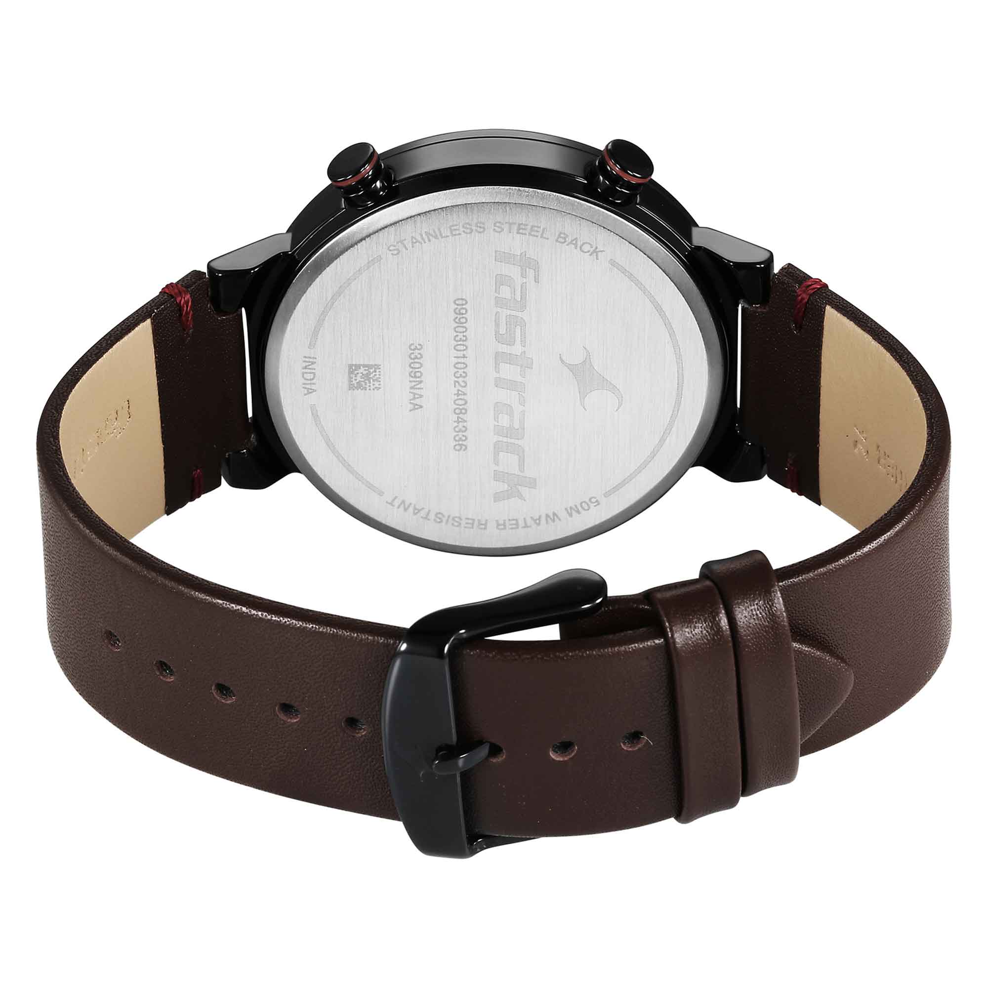 Fastrack White Dial Brown Leather Strap Analog Micromotor Watch for Men