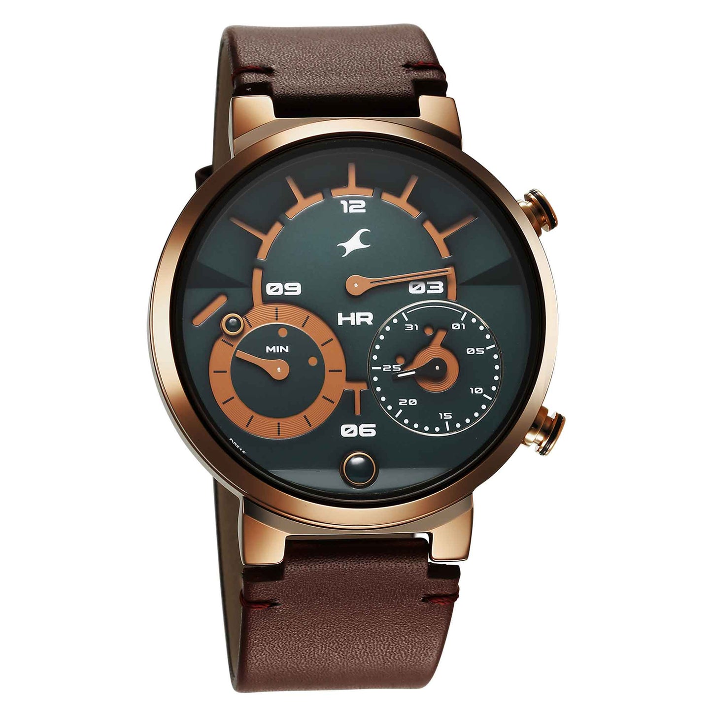 Fastrack Brown Dial Leather Strap Analog Micromotor Watch for Men