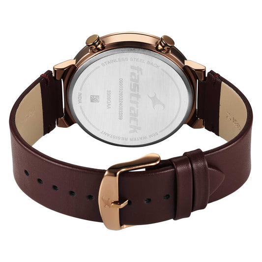 Fastrack Brown Dial Leather Strap Analog Micromotor Watch for Men