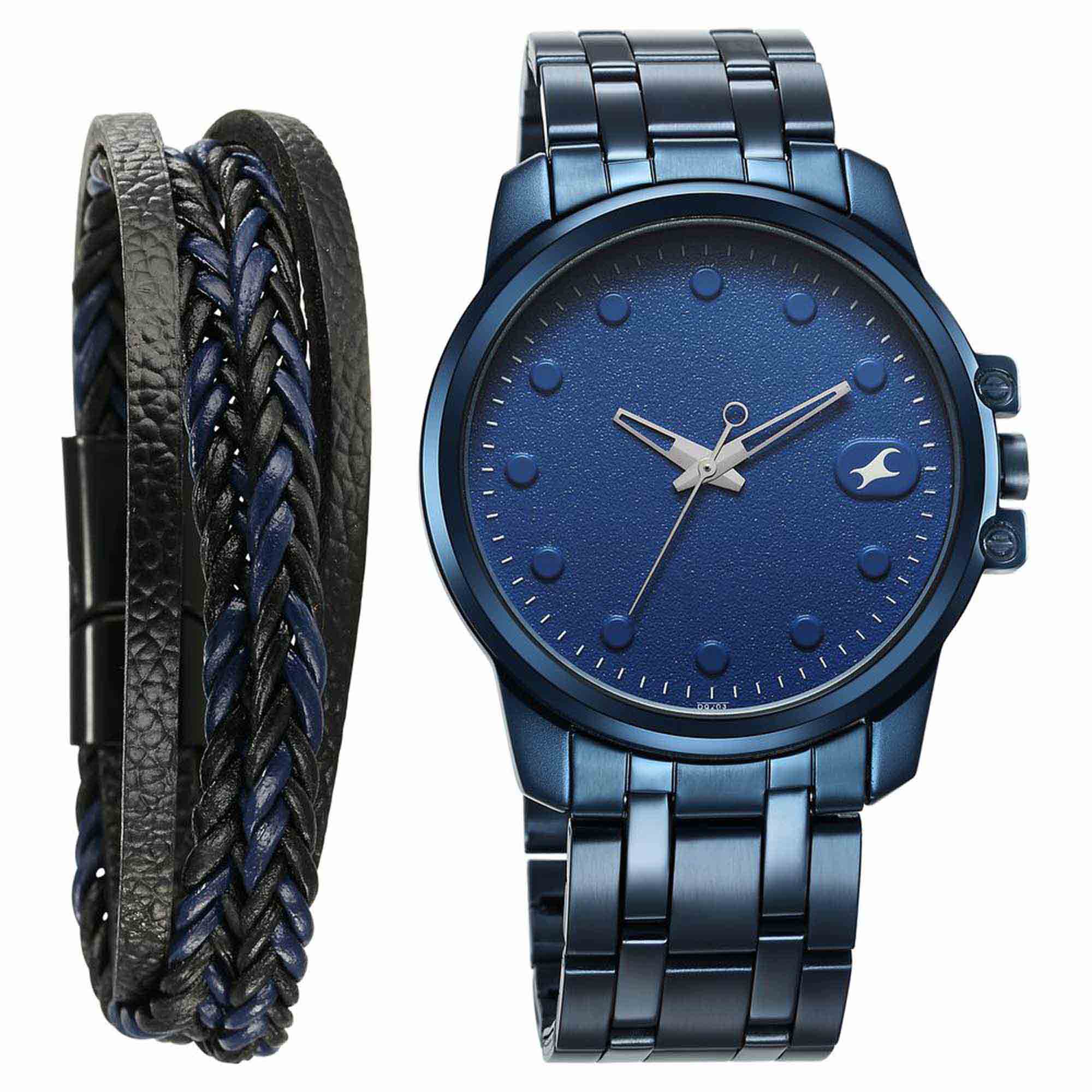 Fastrack Blue Dial Stainless Steel Strap Analog Watch For Men