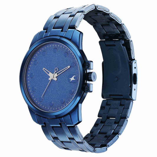 Fastrack Blue Dial Stainless Steel Strap Analog Watch For Men