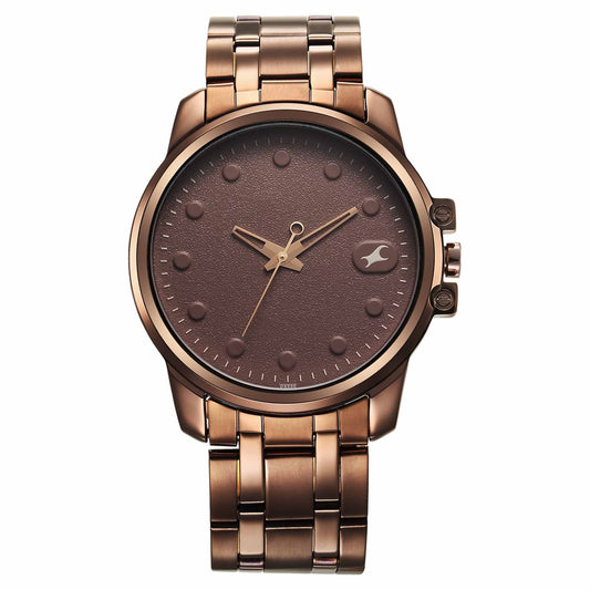 Fastrack Brown Dial Stainless Steel Strap Analog Watch For Men