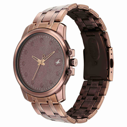 Fastrack Brown Dial Stainless Steel Strap Analog Watch For Men