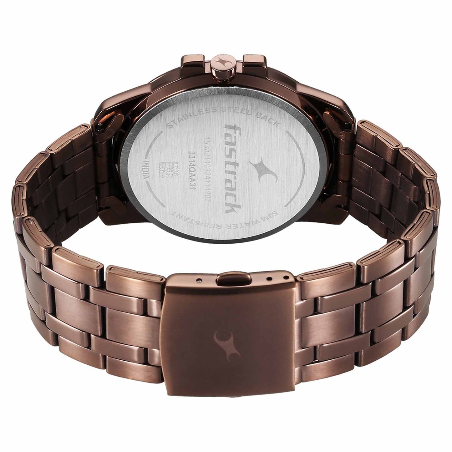 Fastrack Brown Dial Stainless Steel Strap Analog Watch For Men