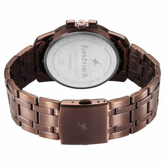 Fastrack Brown Dial Stainless Steel Strap Analog Watch For Men