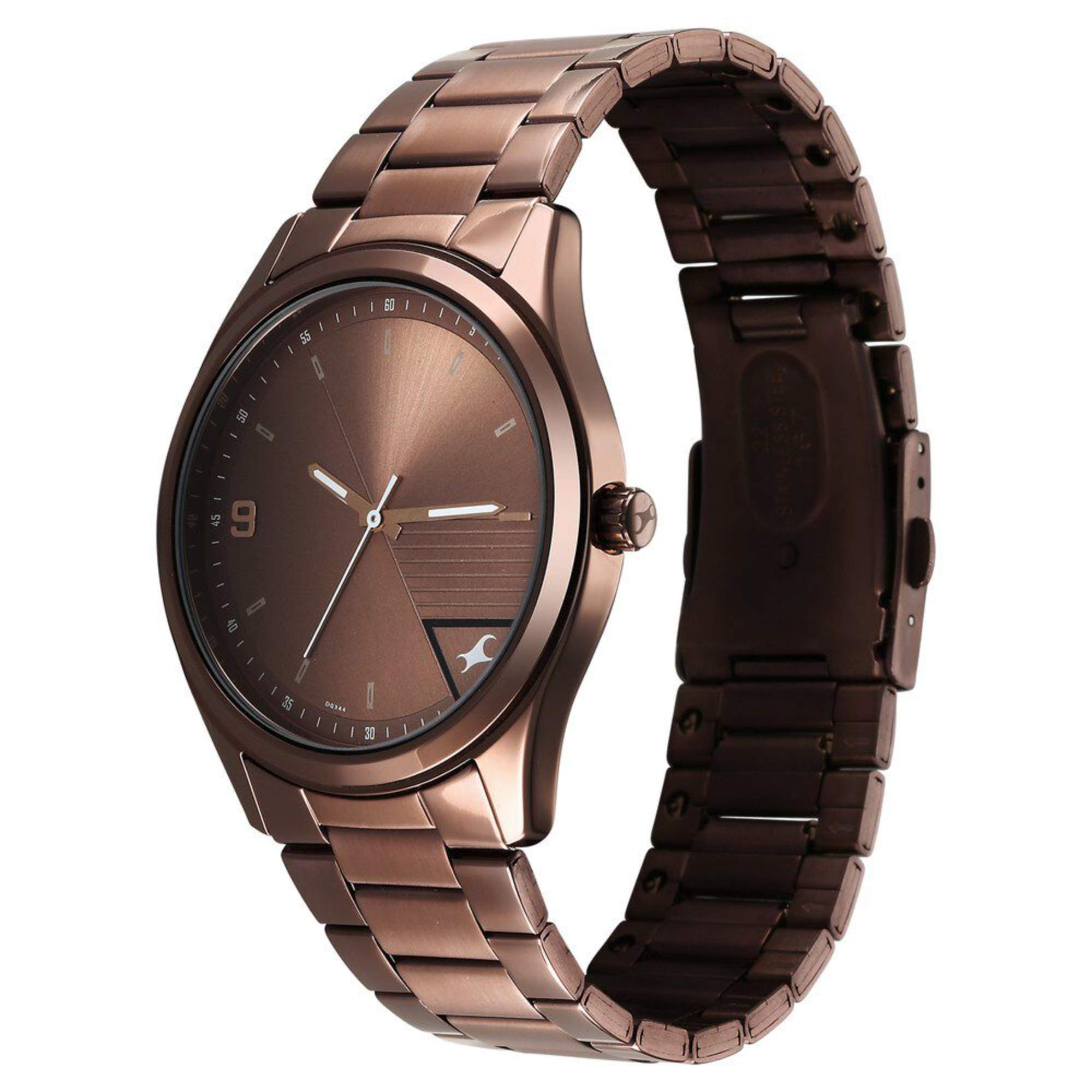 Fastrack Stunners Quartz Analog Brown Dial Brown Metal Strap Watch For Guys