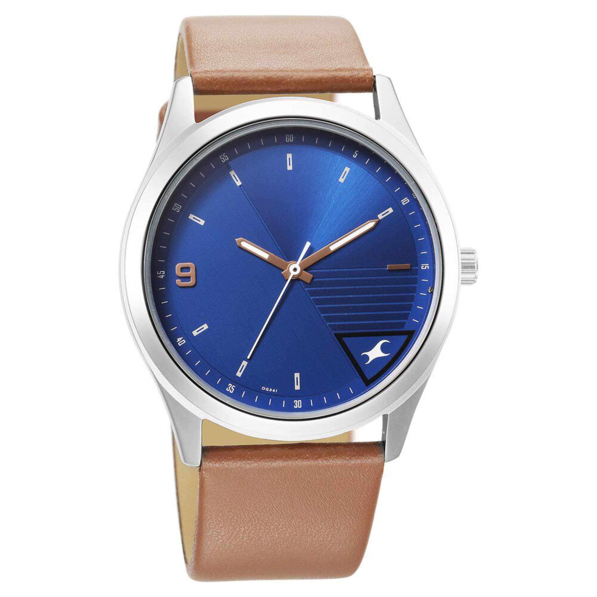 Fastrack Stunners Quartz Analog Blue Dial Brown Leather Strap Watch For Guys