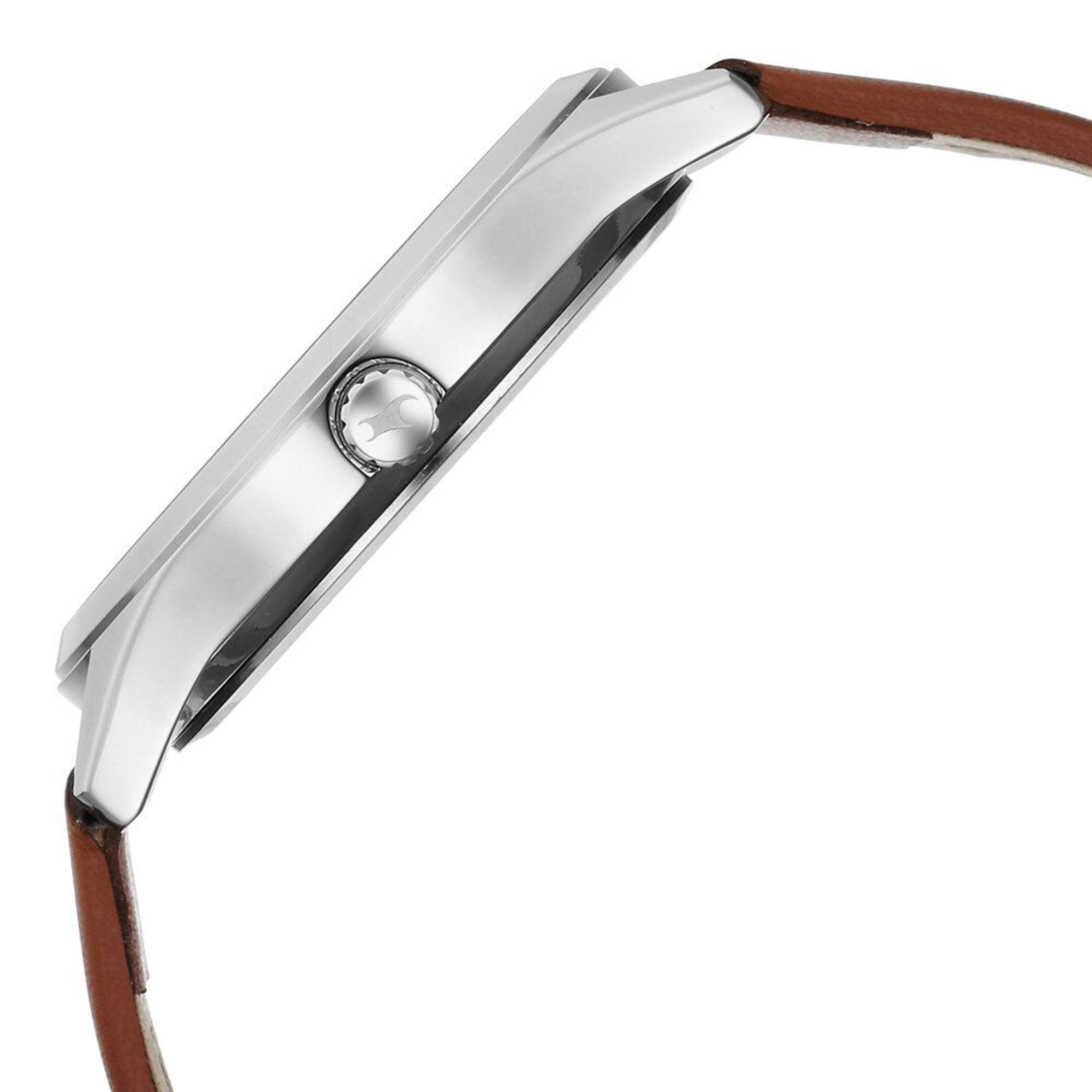 Fastrack Stunners Quartz Analog Blue Dial Brown Leather Strap Watch For Guys