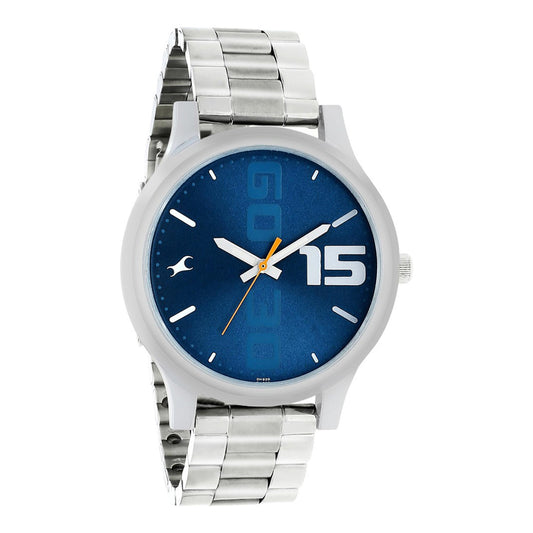 Fastrack Bold Quartz Analog Blue Dial Stainless Steel Strap Watch for Guys