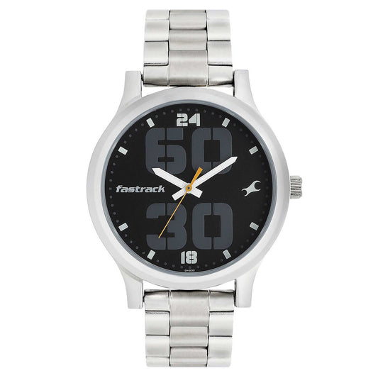 Fastrack Bold Quartz Analog Black Dial Stainless Steel Strap Watch for Guys