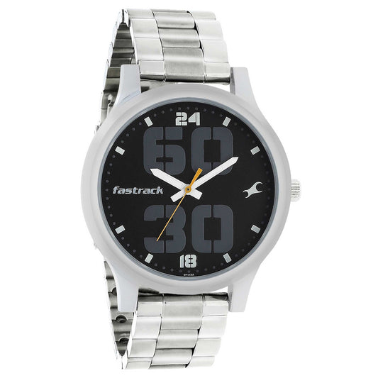 Fastrack Bold Quartz Analog Black Dial Stainless Steel Strap Watch for Guys