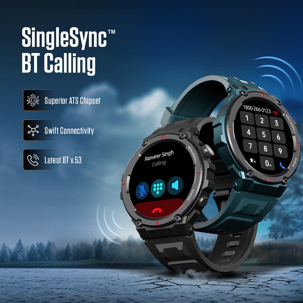 Fastrack Xtreme Pro with 3.6 cm AMOLED Display, Rugged Design, SingleSync BT Calling, Functional Crown with Blue Strap