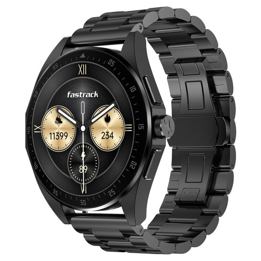 Fastrack Radiant FX1 Luxury Metal Smartwatch with 3.6 cm AMOLED Display, SingleSync BT Calling, Functional Crown