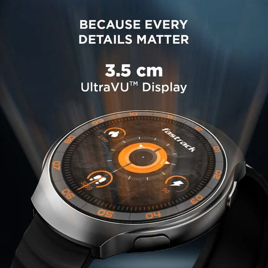 Fastrack VOX CirQ Smartwatch 3.5CM Ultra Vu Display, AI Watcface,AI Chat, 24/7 Health Suite, BT Calling, SpO2, HRM, IP68 38183PP02