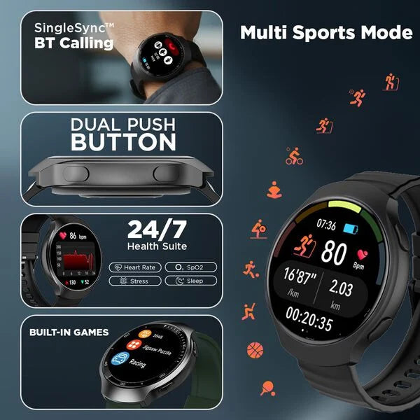 Fastrack VOX CirQ Smartwatch 3.5CM Ultra Vu Display, AI Watcface,AI Chat, 24/7 Health Suite, BT Calling, SpO2, HRM, IP68 38183PP02