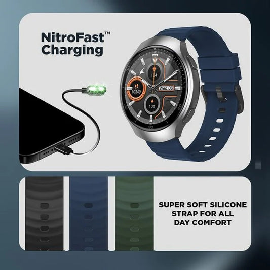 Fastrack VOX CirQ Smartwatch 3.5CM Ultra Vu Display, AI Watcface,AI Chat, 24/7 Health Suite, BT Calling, SpO2, HRM, IP68 38183PP02