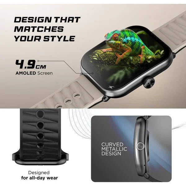 Fastrack MYND - 4.9 cm AMOLED Display, AI Watchface, Offline Voice Commands, AI Chat, BT Calling IP68 Smartwatch