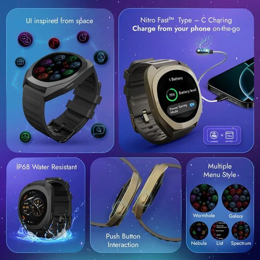 Fastrack Cosmix Smartwatch 1.32" inch AMOLED Display, Cosmic Drive Inspired Case Design, AI Watcface, AI Chat