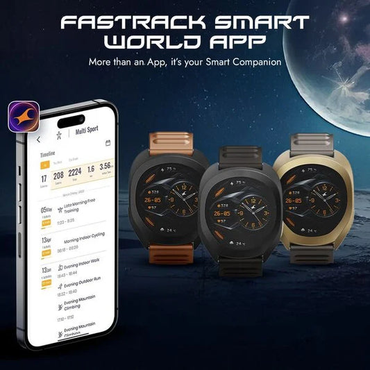 Fastrack Cosmix Smartwatch 1.32" inch AMOLED Display, Cosmic Drive Inspired Case Design, AI Watcface, AI Chat