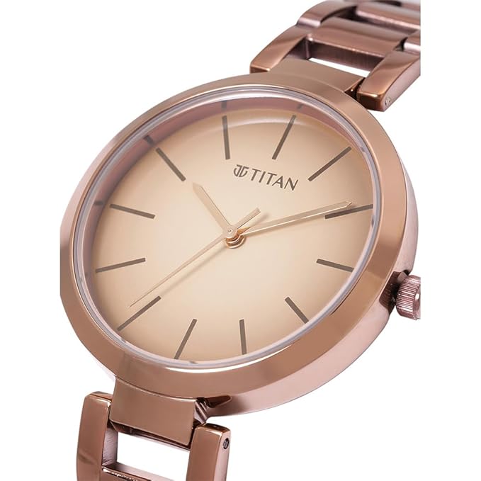 Titan Purple Brown Dial Stainless Steel Analog Watch for Women