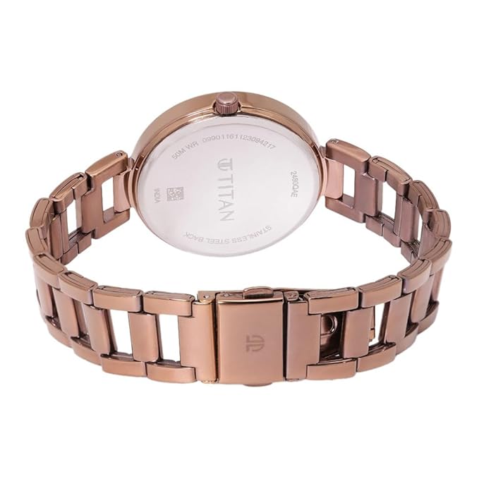 Titan Purple Brown Dial Stainless Steel Analog Watch for Women