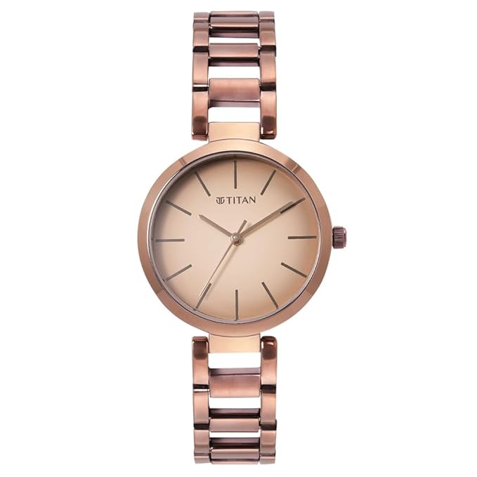 Titan Purple Brown Dial Stainless Steel Analog Watch for Women