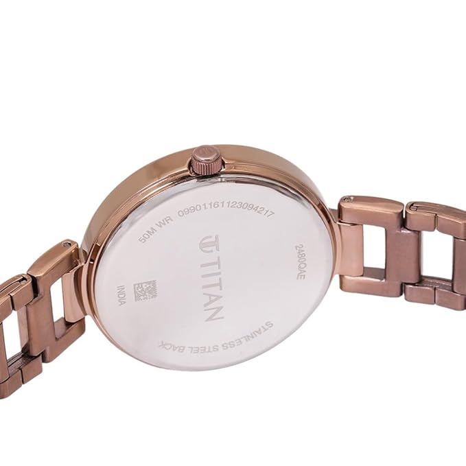 Titan Purple Brown Dial Stainless Steel Analog Watch for Women