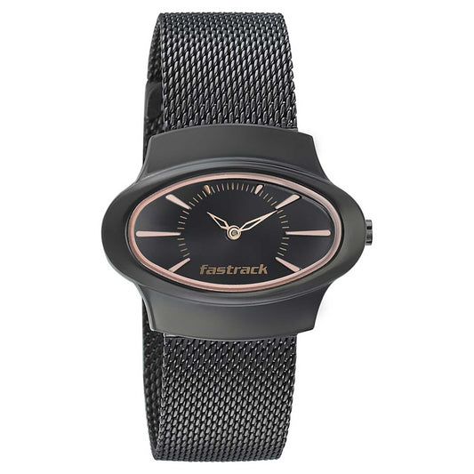 Fastrack Hitlist Quartz Analog Black Dial Stainless Steel Strap Watch for Girls