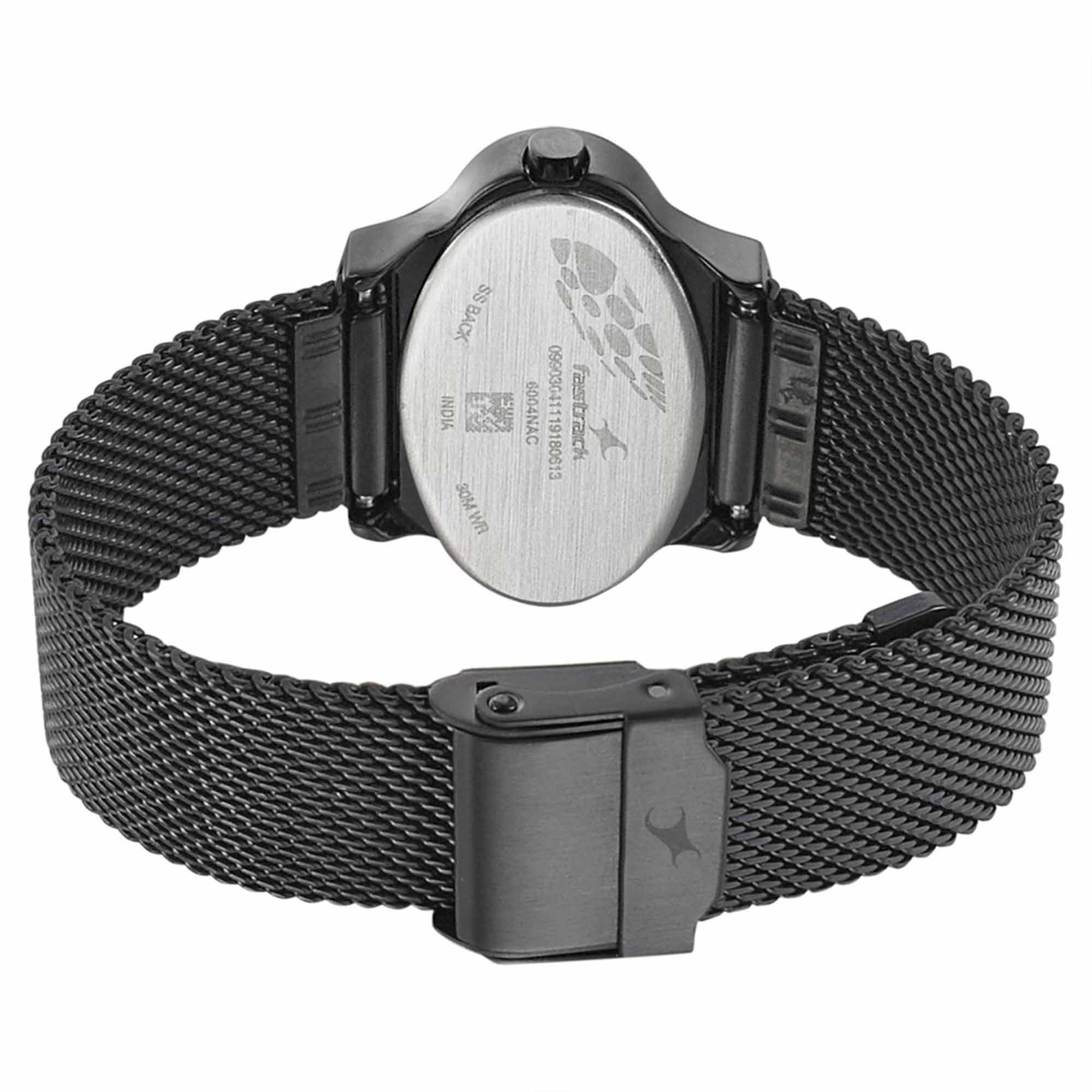 Fastrack Hitlist Quartz Analog Black Dial Stainless Steel Strap Watch for Girls