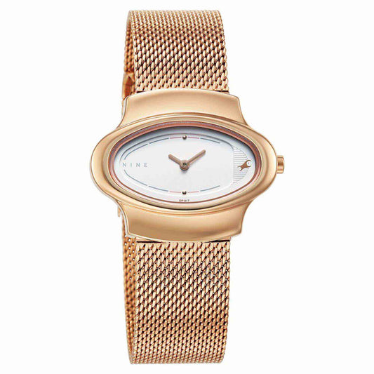 Fastrack Pulse Quartz Alog White Dial Stainless Steel Strap Watch for Girls (6004WM01)