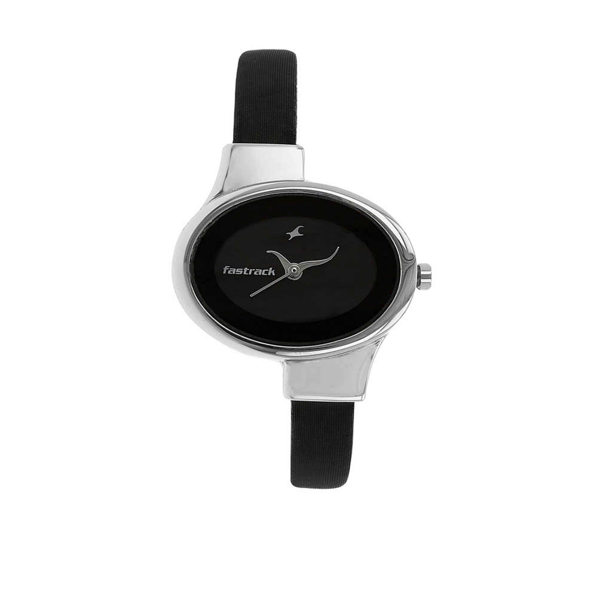 Fastrack Quartz Analog Black Dial Leather Strap Watch for Girls