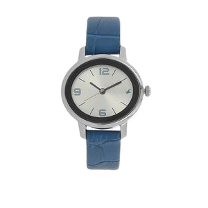 Fastrack Quartz Analog Silver Dial Leather Strap Watch for Girls