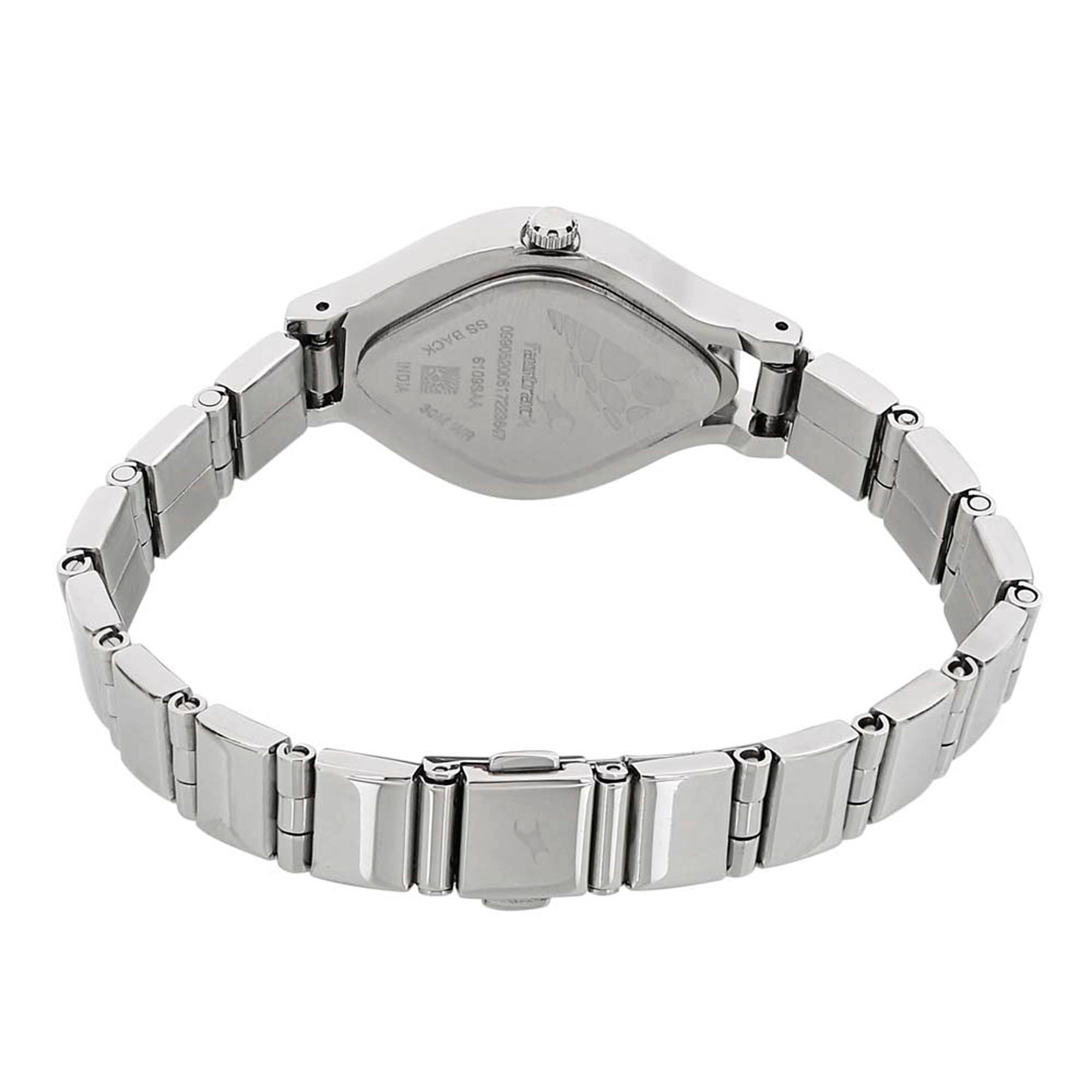 Fastrack Quartz Analog Black Dial Stainless Steel Strap Watch for Girls