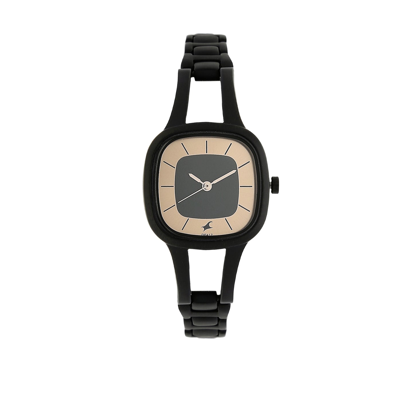 Fastrack Dual Color Square Dial Black Metal Strap Analog Watch for Women