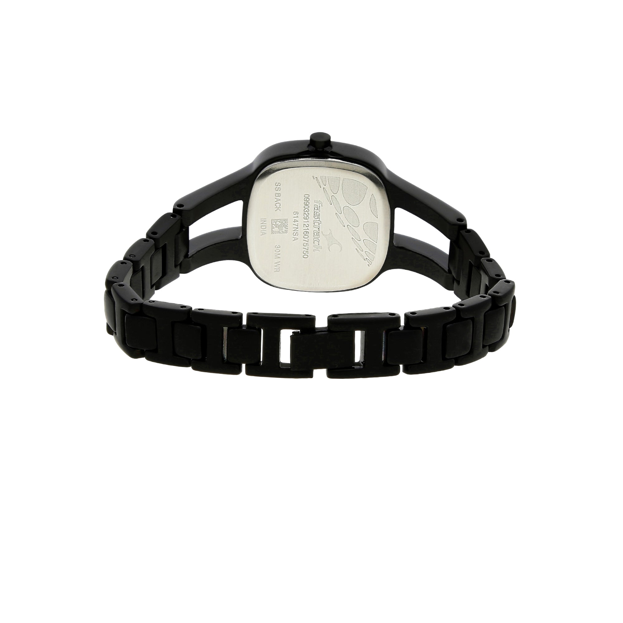 Fastrack Dual Color Square Dial Black Metal Strap Analog Watch for Women