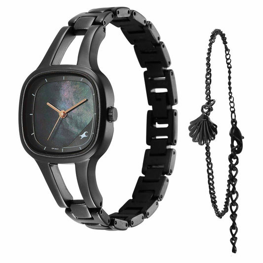 Fastrack Pulse Quartz Alog Mother Of Pearl Dial Metal Strap Watch for Girls (6147NM04)