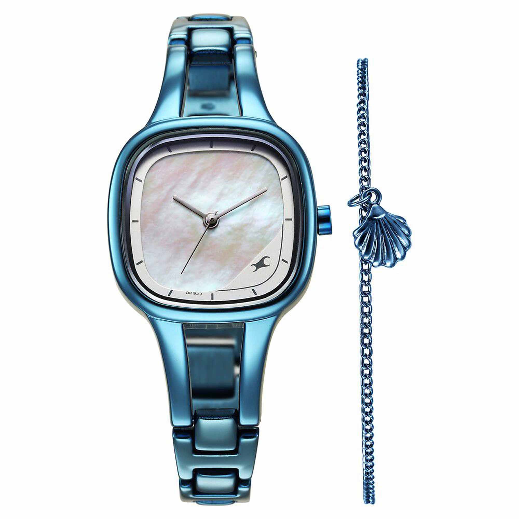 Fastrack Pulse Quartz Alog Mother Of Pearl Dial Metal Strap Watch for Girls (6147QM01)