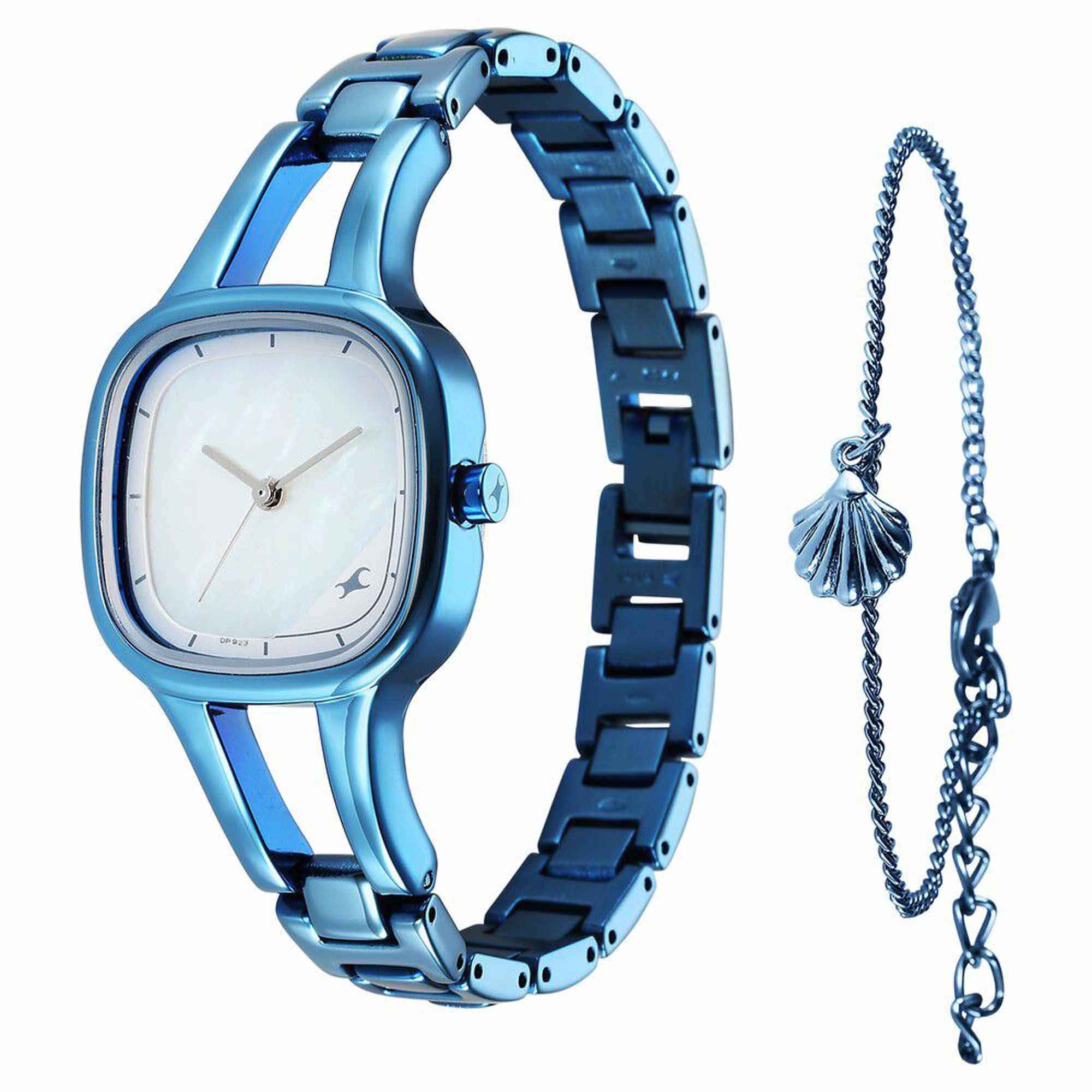 Fastrack Pulse Quartz Alog Mother Of Pearl Dial Metal Strap Watch for Girls (6147QM01)