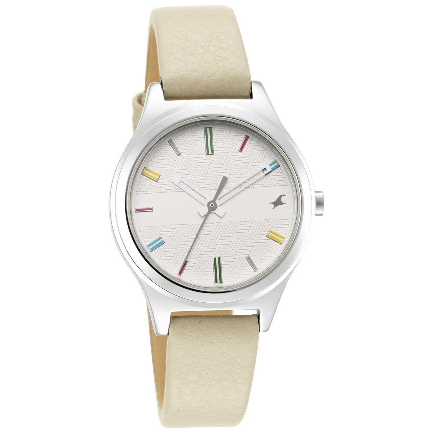 Fastrack Stunners Quartz Analog White Dial Leather Strap Watch for Girls