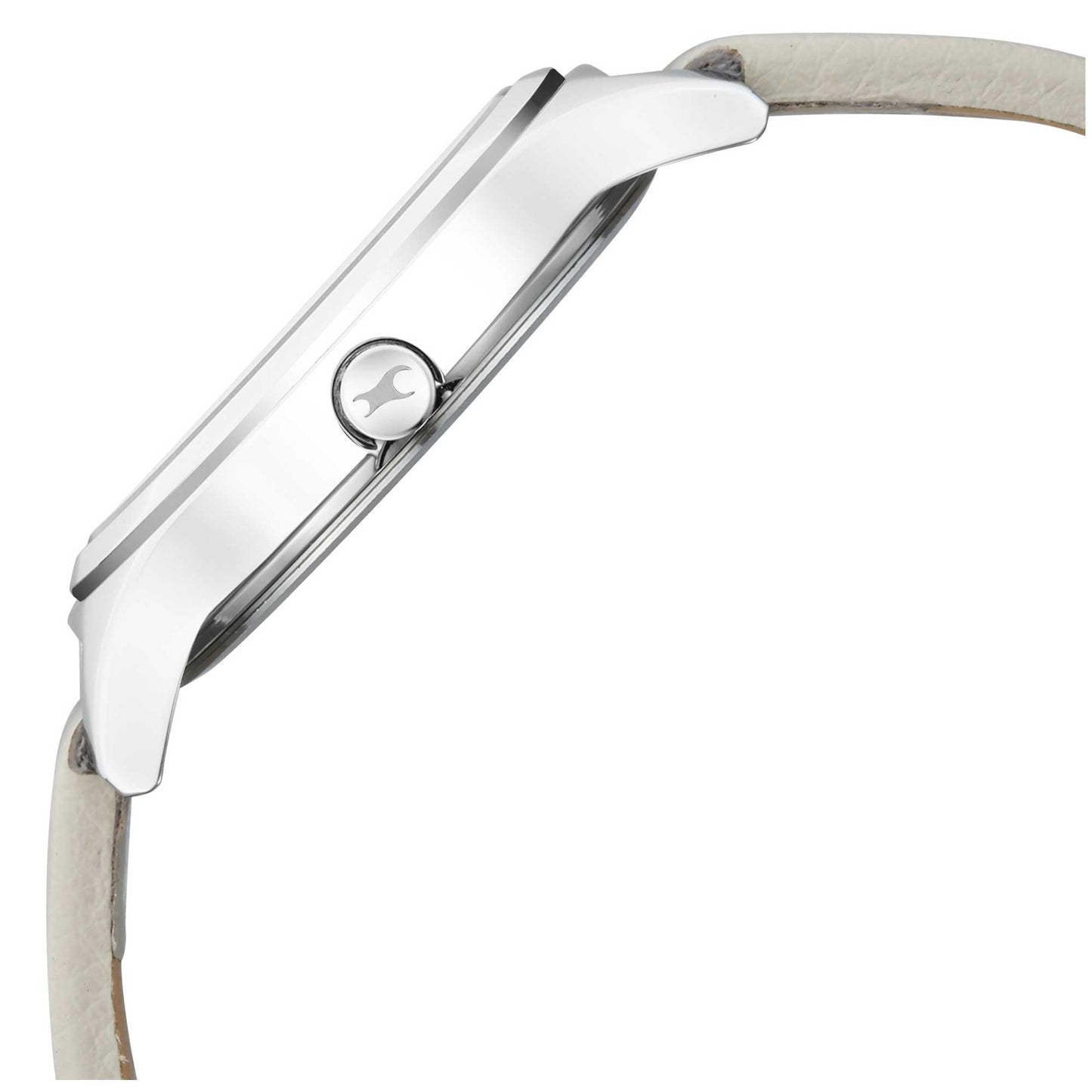 Fastrack Stunners Quartz Analog White Dial Leather Strap Watch for Girls