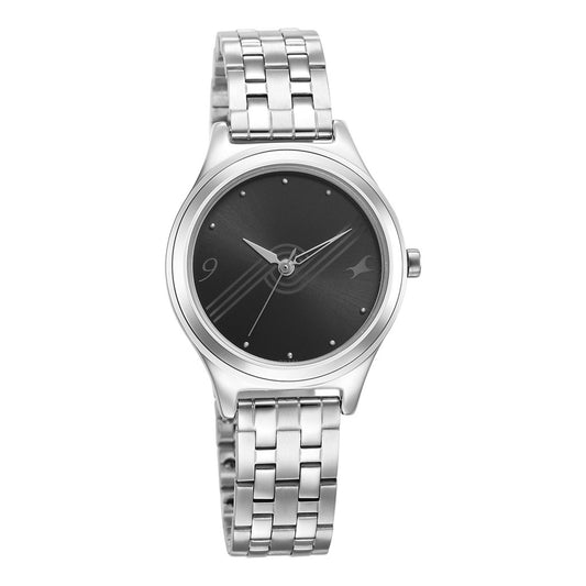 Fastrack Stunners Black Dial Metal Strap Watch for Girls