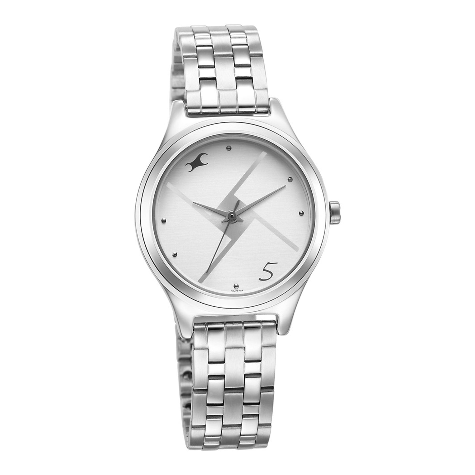Fastrack Stunners Silver Dial Metal Strap Watch for Girls
