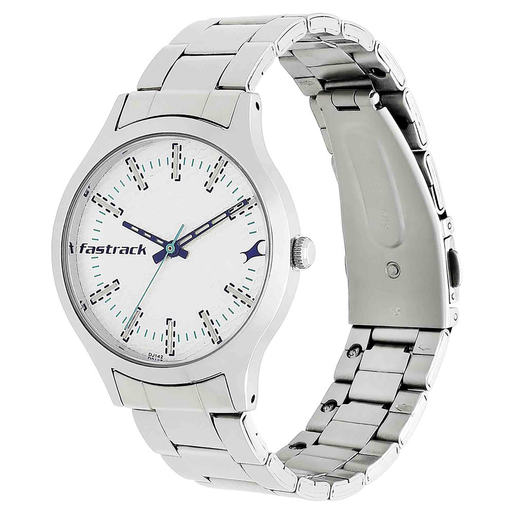 Fastrack Sport White Dial Silver Metal Strap Analog Watch for Women