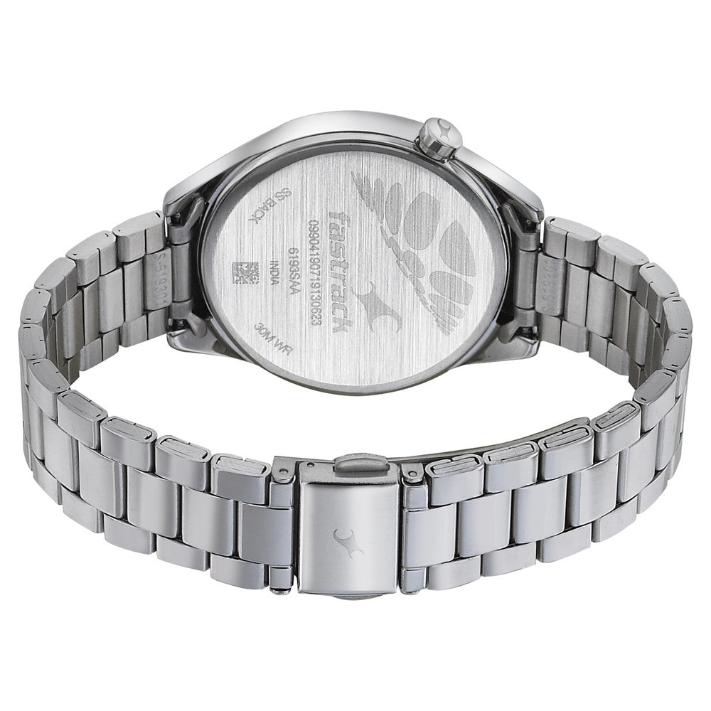 Fastrack Space Rover Quartz Analog Blue Dial Stainless Steel Strap Watch for Girls