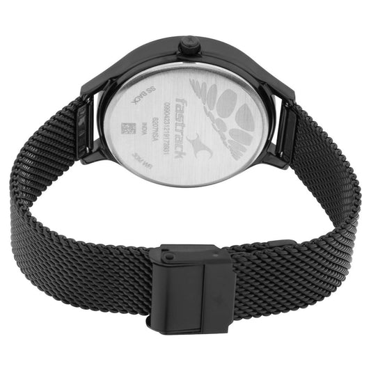 Fastrack  - Ruffles Black Dial Metal Mesh Strap Watch (6207NM01)