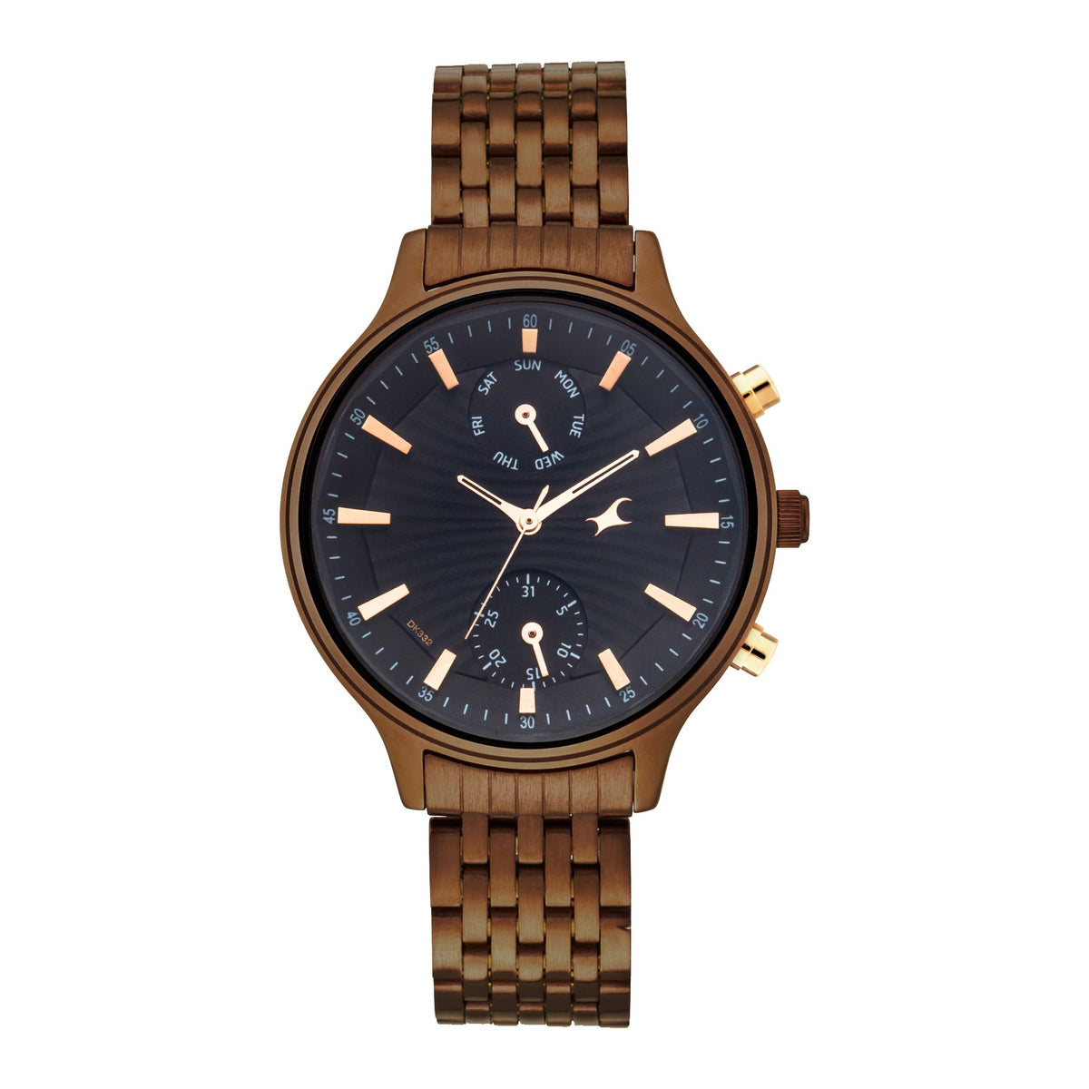 Fastrack Ruffles Quartz Multifunction Black Dial Stainless Steel Strap Watch for Girls