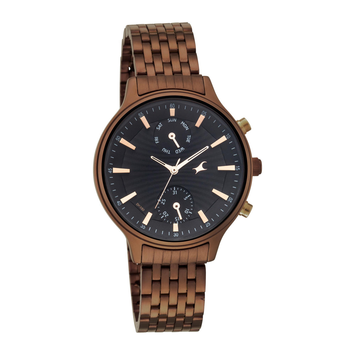 Fastrack Ruffles Quartz Multifunction Black Dial Stainless Steel Strap Watch for Girls