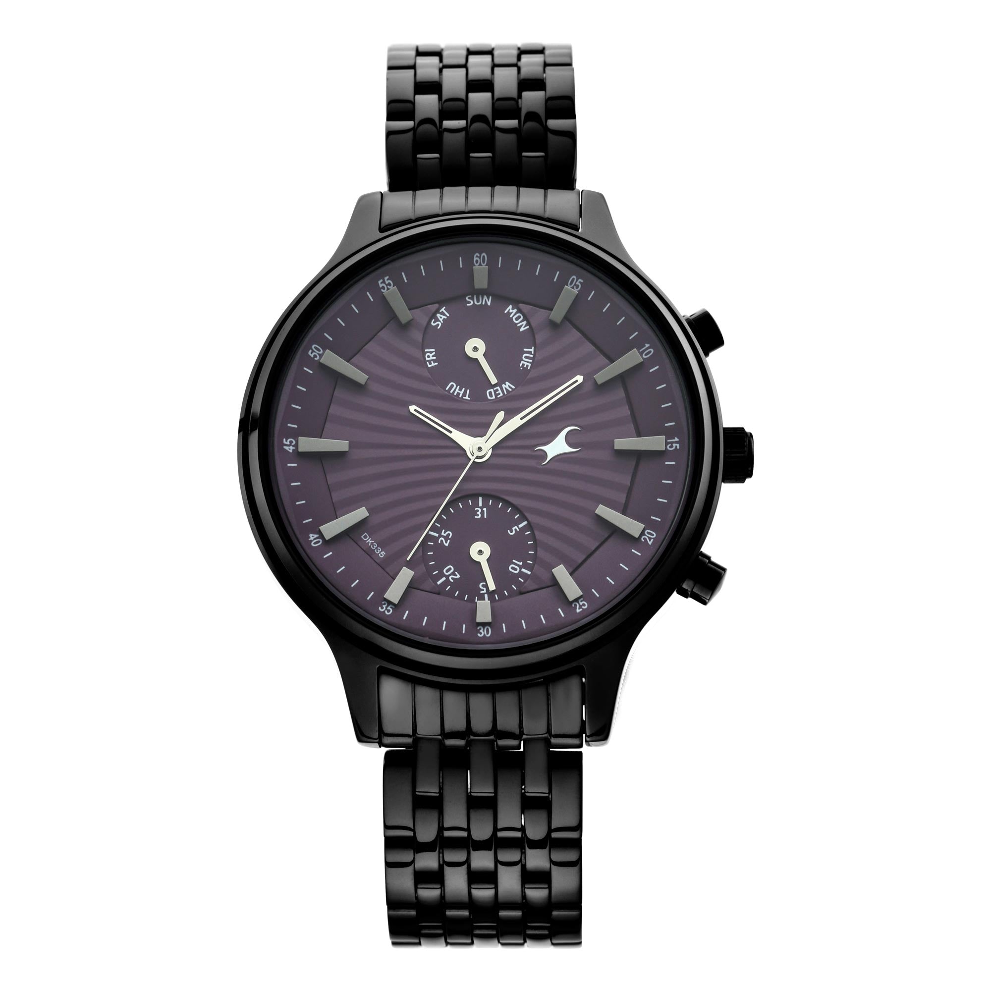 Fastrack Ruffles Quartz Multifunction Purple Dial Stainless Steel Strap Watch for Girls